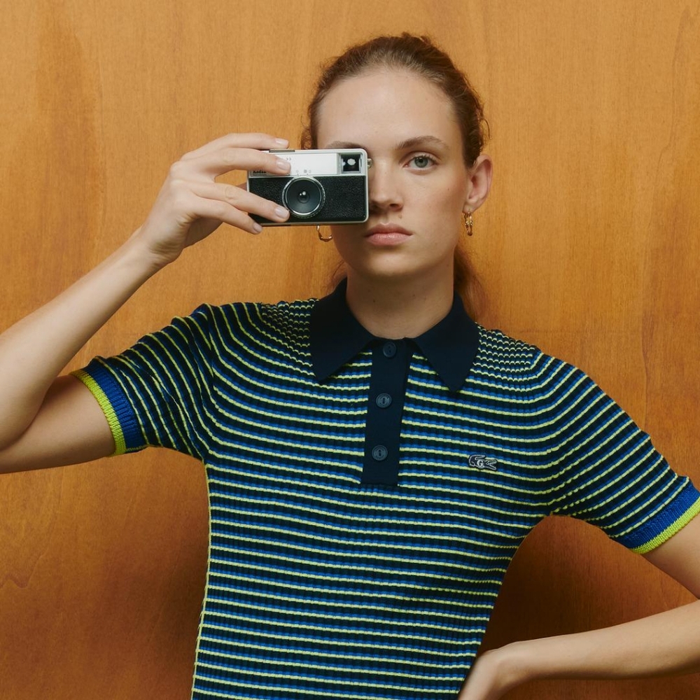 AUTHENTIC LACOSTE X GOOP, WOMEN’S MULTI-COLOR SHORT SLEEVE POLO-SIZE 10 - Picture 2 of 12
